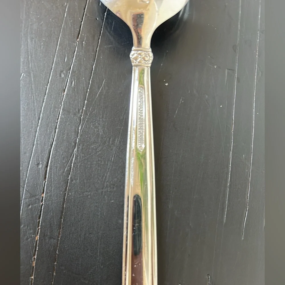 Waterford Padova Silver Stainless Steel Pierced Serving Spoon Utensil